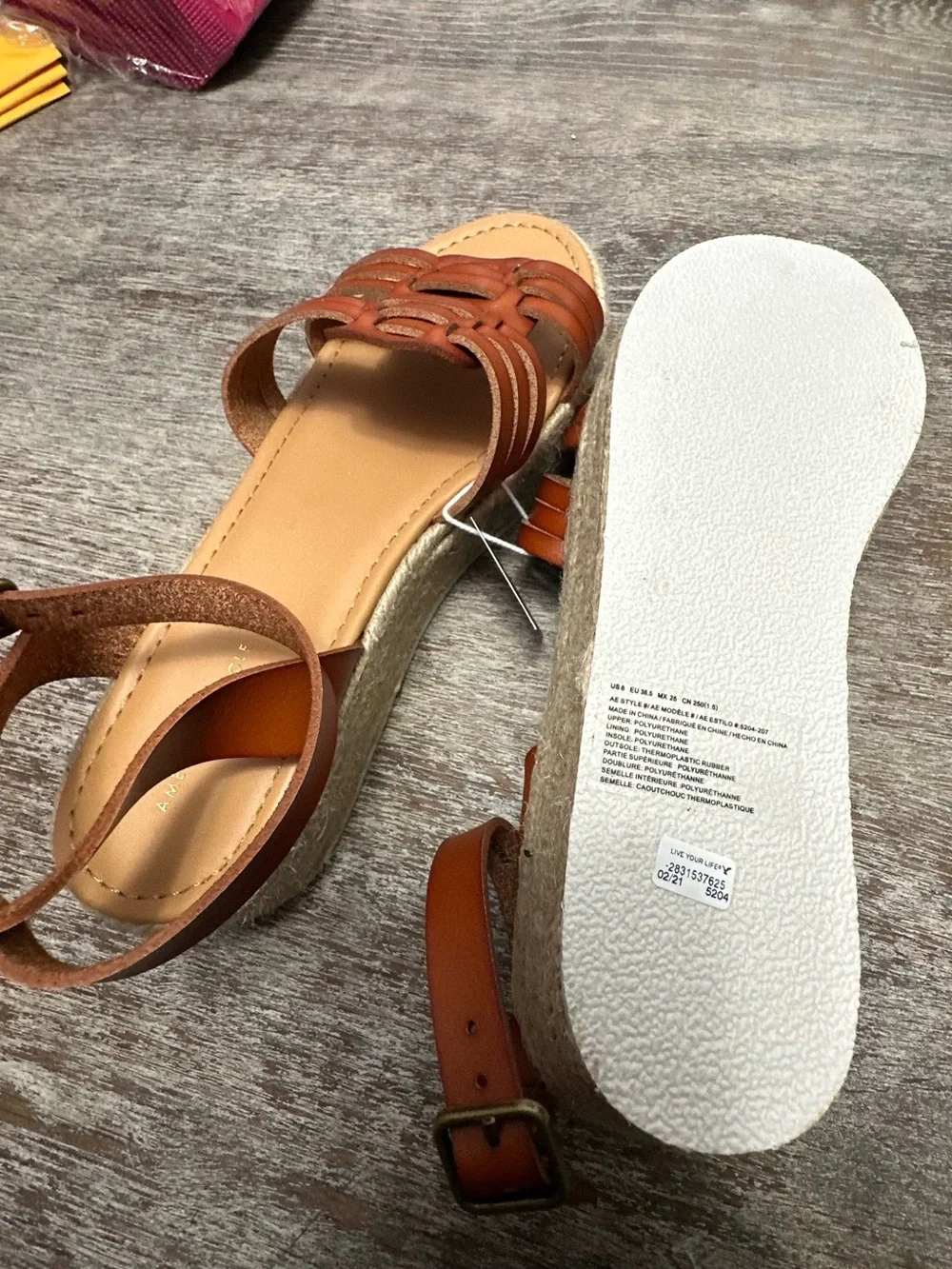 American Eagle Outfitters NWT Cognac Woven Espadrille Sandal